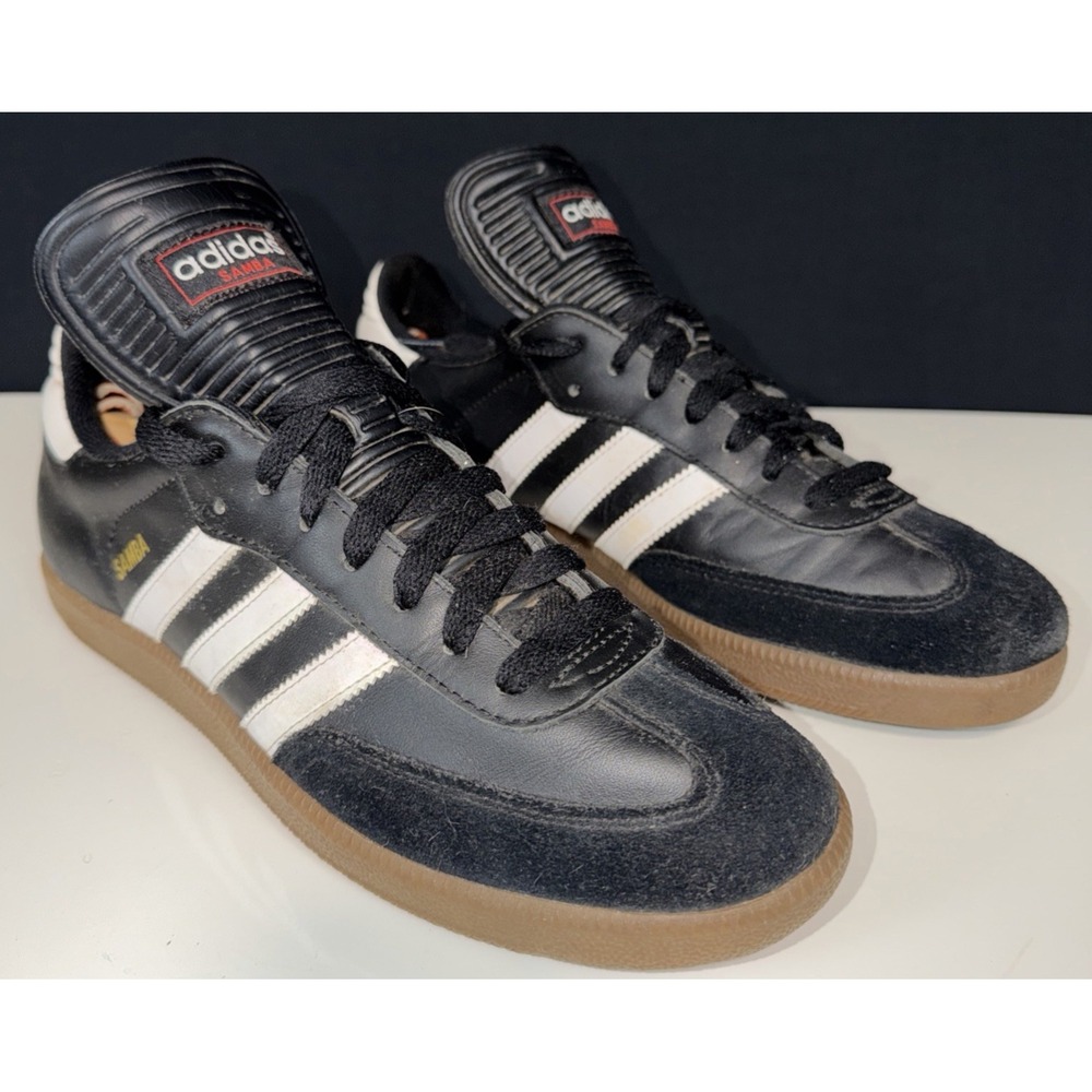 Adidas Samba Classic Black White Long Tongue Indoor Soccer Shoes Mens 9 Gum Sole